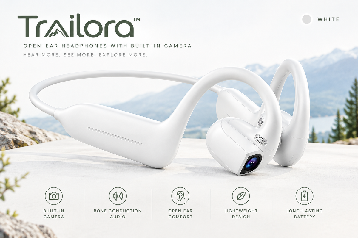 Trailora™ Open-Ear Headphones with Built-In Camera